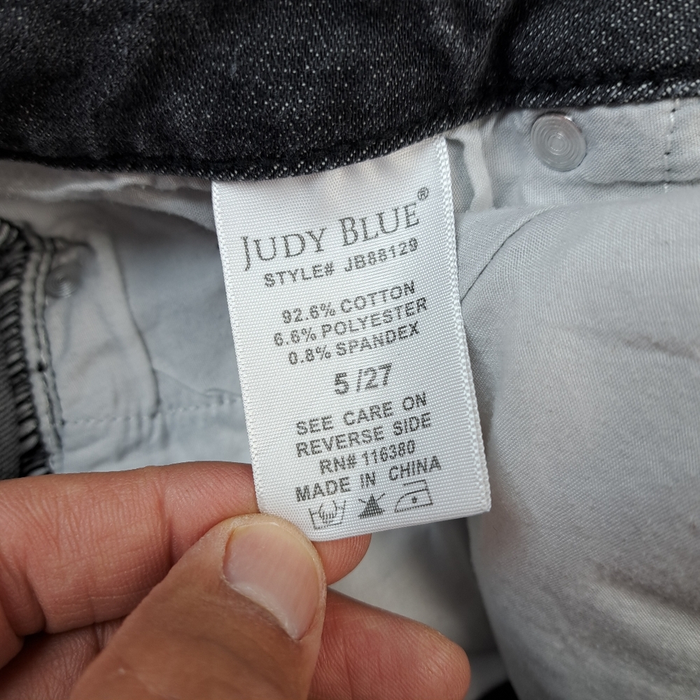 Judy Blue Jean Women Size 27 Distressed Skinny Fit Stretch Charcoal‎ Gray EUC - Picture 10 of 15